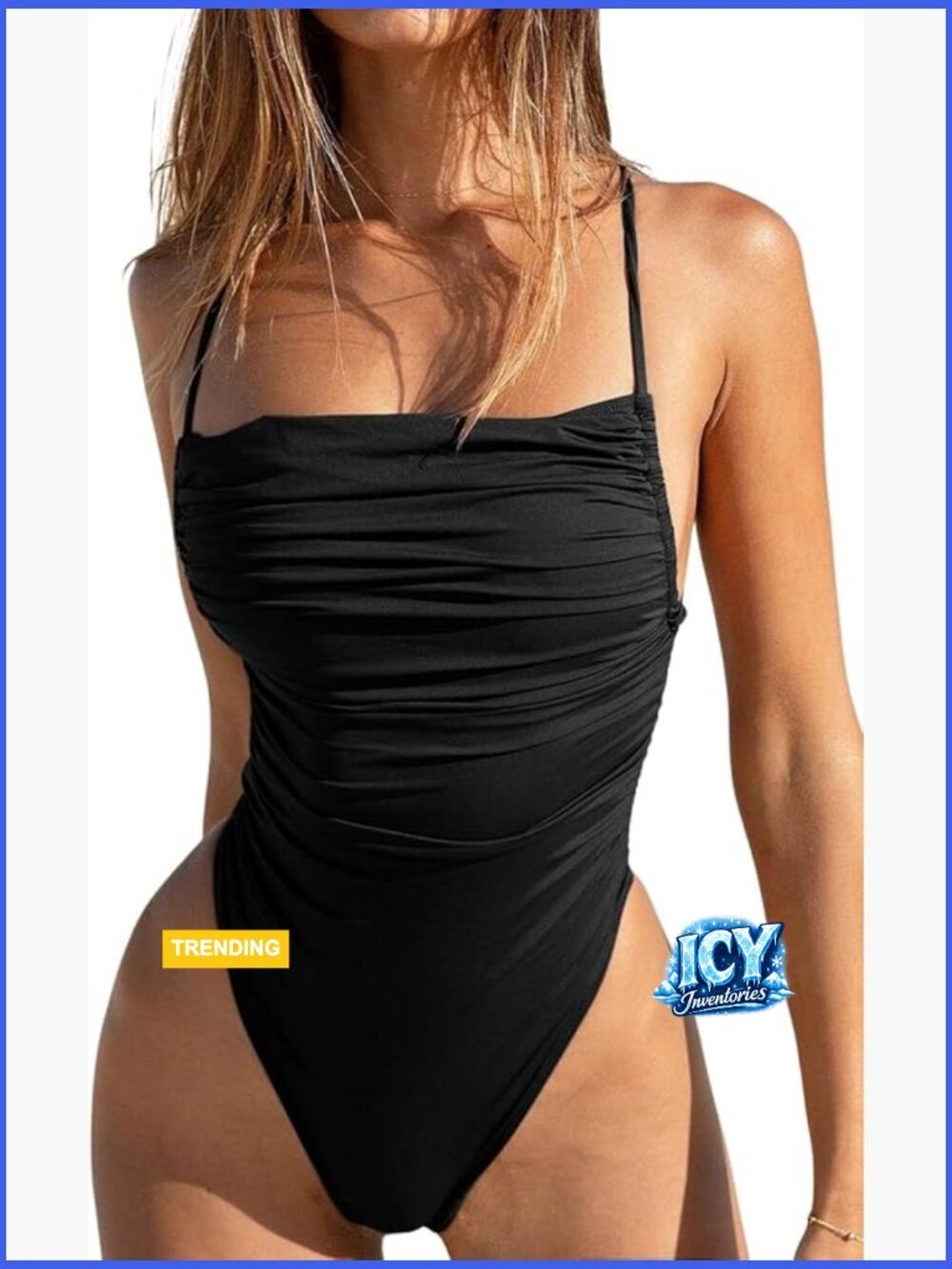 Tummy Control High Waisted One Piece Swimsuit Ruched Front Lace Up Back